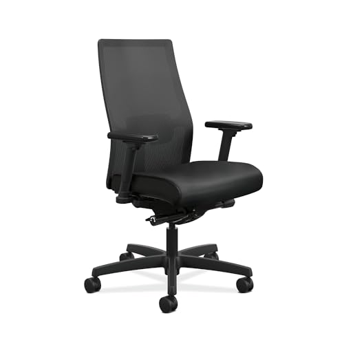 HON Ignition 2.0 Mesh/Vinyl Mid-Back Task Chair, Adjustable Arms,...