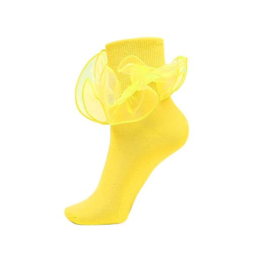 Moketiere Ruffle Frilly Socks Lace Socks Women - Turn Cuff Sock Crew Ankle Dress Sock for Ladies Gril