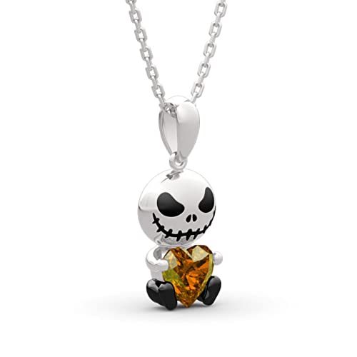 Image of Jeulia Hug Me Love Confession Skull Heart Cut Sterling Silver Necklace for Women Wife Girlfriend Engagement Wedding Anniversary or Birthday Christmas With Jewelry Box