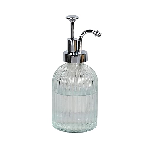 Glass Pump Soap Dispenser Kitchen Hand Soap Dispenser Sour Cream Dispenser Rustproof Stainless Steel Pump Dispenser for Kitchen Bathroom (Silver Bar)