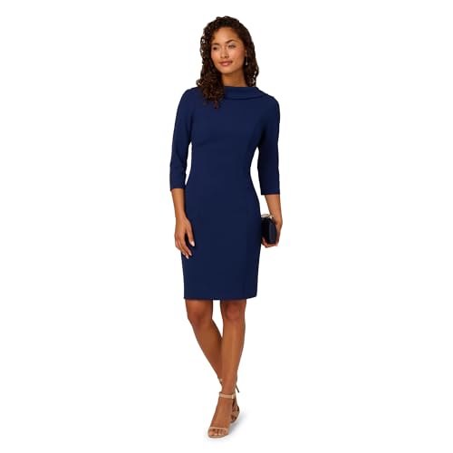 Image of Adrianna Papell Women's Rolled Neck Crepe Midi Dress