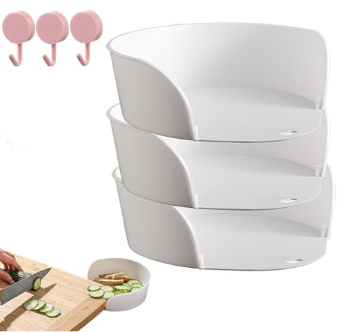 Food prep bowls for Cutting Board, Cutting Board Prep Bowls, Food Prep Bowls Slide Under cutting boards, Convenient Meal Prep Containers for Kitchen (3pcs)