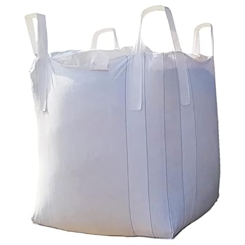 Secbolt FIBC Bulk Bag, 1 One Ton Bag, 35"L x 35"W x 43"H, 2200lbs SWL, Duffle Top Flat Bottom, Woven Polypropylene Bags Cover