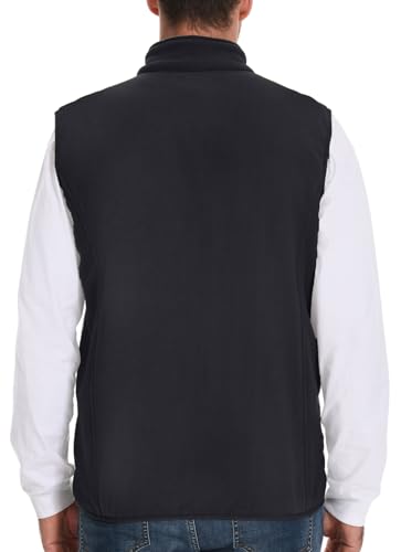 Image of Men's Fleece Vest Full-Zip Outerwear Lightweight Sleeveless Jacket With Zipper Pockets,07 Black,X-Large