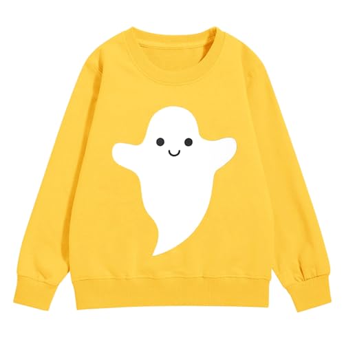 Teen Girls Halloween Ghost Pullover Sweatshirts Crew Neck Long Sleeve Cute Cotton Tops Clothes Kids Casual Sweater2
