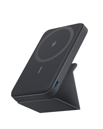 Anker 622 Power Bank Compatível com MagSafe, Carregador Portátil por Indução Magnético Dobrável com Suporte e Porta USB-C, para iPhone 17/16/15/14/13/12, MagGo 5.000mAh, Preto