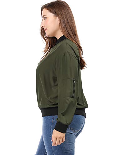 uxcell Women's Plus Size Bomber Jackets Lightweight with Pockets Zip Up Quilted Casual Coat Outwear2