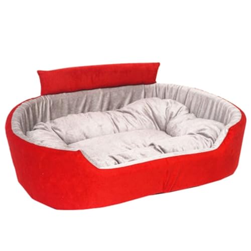 Image of Furry Smile Letest Dog Beds, Dog Sofas & Chair with Collar, Indoor Outdoor Dog beds (M, Red & Grey)