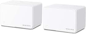 MERCUSYS Halo H80X Kit com 2 unidades WiFi 6 Mesh AX3000, 3 portas Gigabit Ethernet conecta 150+ dispositivos Controle dos Pais cobre até 460 m² configuração fácil por aplicativo (powered by TP-Link)