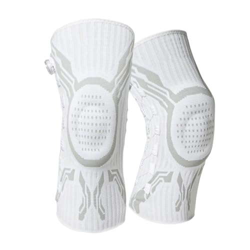 Kuisoe VILAO Kniebandage mit Drehverschluss Patellarschutz 3D-Kompression & Rutschfest für Alltag Arbeit Laufen Fitness und weitere Sportarten (2 Grauweiß L)