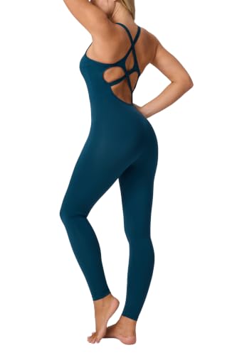 Image of LOVESOFT Workout Jumpsuits for Women Sleevesless Bodycon Backless Unitard