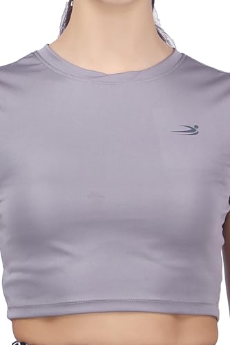 Image of Amazon Brand - INKAST Women Solid Fitted T-Shirt | Active Wear Crop Tops | Casual Sport Wear | Gym | Training | Running | Workout | Crew Neck