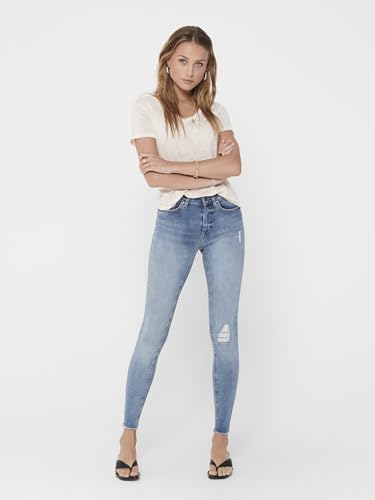 ONLY Damen Onlblush Mid Sk ANK Raw Rea333noos Jeans, Light Blue Denim, M / 30L EU – Ansicht 6