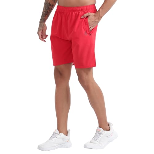 Image of BLUE STAR SHARK Athletic Sports Shorts for Men with Zip Pockets and Elastic Waistband Quick Dry Lightweight Activewear Combo - Pack of 2