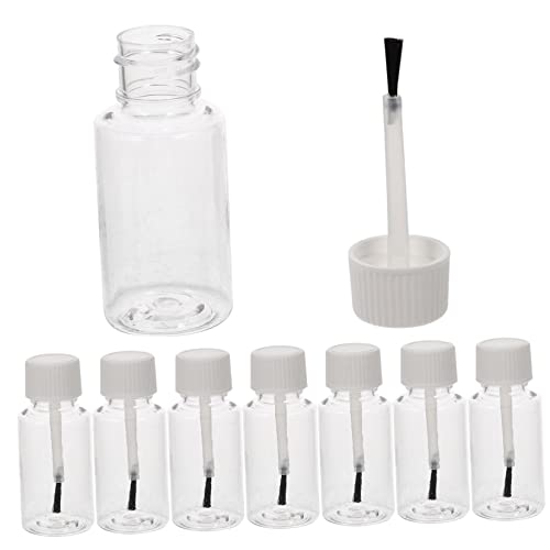 HAMPPLIES 8 Piezas Botellas Pequeñas Transparentes con Cepillo para Esmalte de Uñas Rellenables para Almacenamiento de Manicura y Aceites Esenciales
