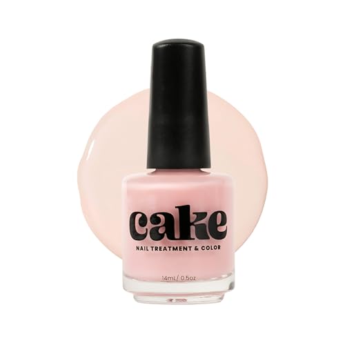 CAKE Nail Ridge Filler and Strengthener, Conceals & llluminates with Light Pink Tint, Smooths Ridges for Flawless Application, Non-Toxic, Keratin Enriched, Cake Nail Treatment & Color (0.5 fl oz)