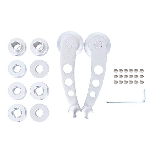 Unomor 2pcs Silver Car Window Crank Handle Lever with Shaft Adapters Fit for Vehicles Durable and Lightweight Design