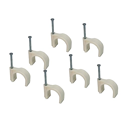 White Round Cable Clips with Fixing Nail K-Type 50pcs (25mm) - Image 2