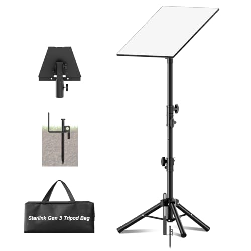 Starlink Tripod Mount Gen 3 Adjustable Height Portable with Carry Bag 90° Tilt Starlink Stand Stable Iron Connector for Outdoor Travel RV Use Windproof Ground Anchor Non Slip Feet Easy Installation