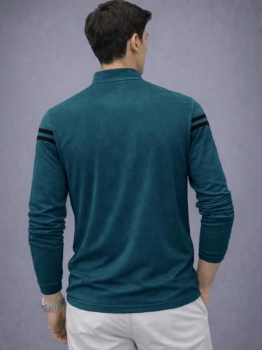 Image of EYEBOGLER Men's Solid Polo Neck Full Sleeve T-Shirt, Casual Gym Wear Regular Fit T-Shirt for Men