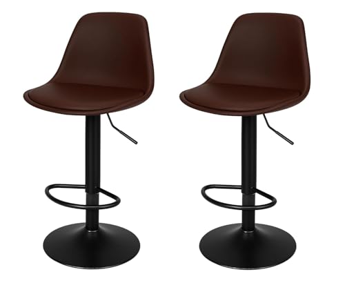 Image of 360 REVOLVING Height Adjustable Swivel BAR Stool /Kitchen Chair Suitable for Kitchen, Dining, Cafeteria, Shops, Office (Set of 2) (Dark Brown)