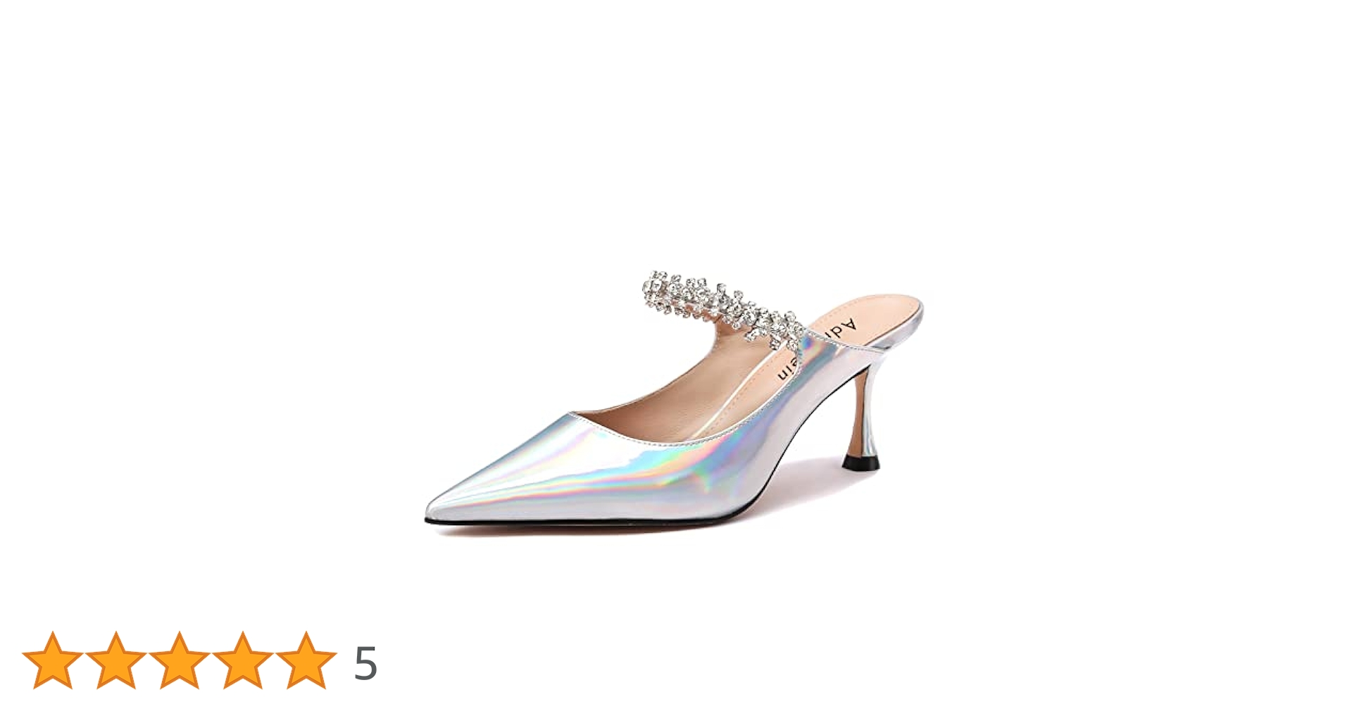 Adrizzlein High Heels Mule Pointed Toe Stiletto Crystal