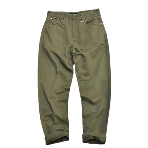 Adhdyuud Men's Casual Chino Pants Relaxed Fit Turn-Up Hem Cotton Lightweight Trousers