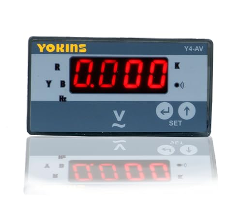 Image of Yokins True RMS Digital Voltmeter Y4-AV1, AC 15-600V AC (PT Selectable with Frequency Display) used for measurement of AC Voltage, comes with One year Warranty (Size 96x48)