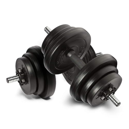 20kg Adjustable Dumbbells Set - Free Weights Dumbbell Handle Bars Pair - Excellent for Weight Lifting Body Building Home Gym Training Equipment Barbell Bench Press Exercise (20KG)