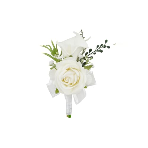 Floinla 1Pc Single Ivory White Boutonnieres for Men Wedding Prom