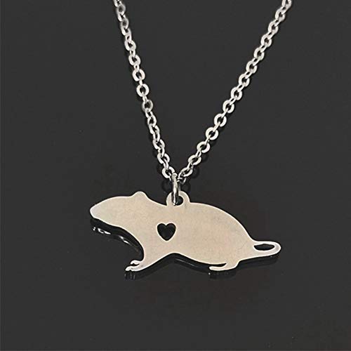 Preisvergleich Produktbild NEGJSDFG Halskette Edelstahl Maus Halskette Ratte Anhänger Halskette Tier Halskette Modeschmuck für Frauen Modeaccessoires Silber Kristall Anhänger Halskette