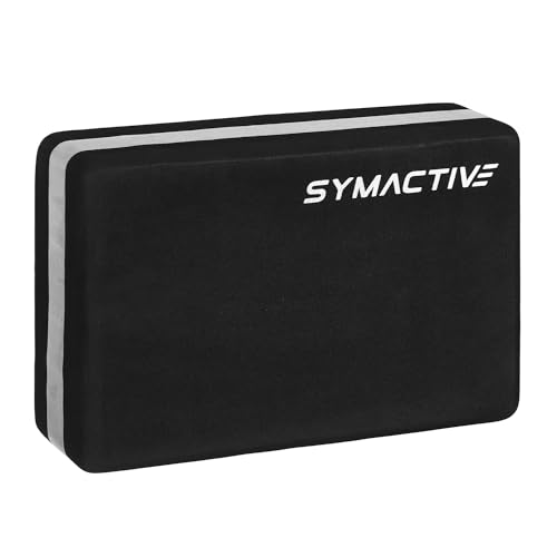 Image of Amazon Brand - Symactive High Density Premium EVA Foam Yoga Block for Strength, Balance, and Flexibility, Odour Resistant, Regular Size (3 x 6 x 9 inches, Set of 1, Black)