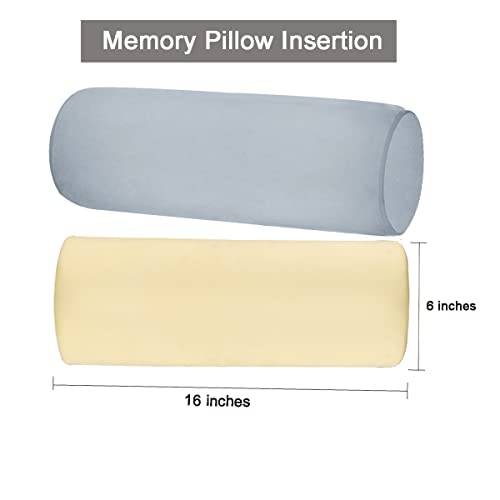 17.8X7.8 Inch Memory Foam Round Cervical Roll Cylinder Bolster Pillow With Removable Washable Cover, For Head, Neck, Back, And Legs Ideal For Spine And Neck Support(Pillowcase Gray And Yellow) #TOP1