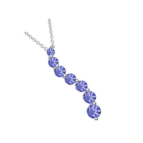0.50ctw Journey Created Tanzanite Pendant-Necklace 18" Chain in 925 Sterling Silver2