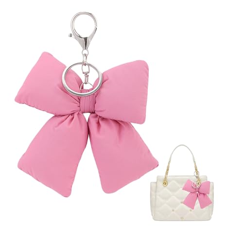 Image of Pink Bow Keychain Bag Charms Y2K Bowknot Plaid Keychains Coquette Aesthetic Purse Handbag Backpacks Charms (Pink 2)