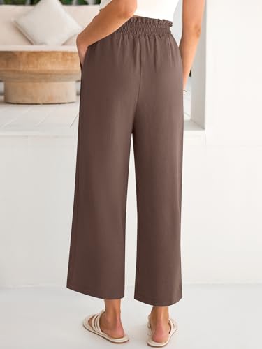 Image of ANRABESS Womens Wide Leg Palazzo Pants Summer Beach High Waisted Cropped Flowy Pants 2026 Dressy Casual Trousers with Pockets