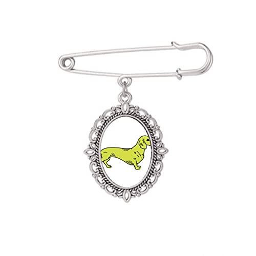 Broche chien dessin animé jaune en taille M pour accessoiriser vos robes