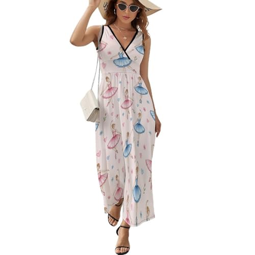 PPIKTC Trendy Flowing Long Dress for Women, Ballerina Girls Pink