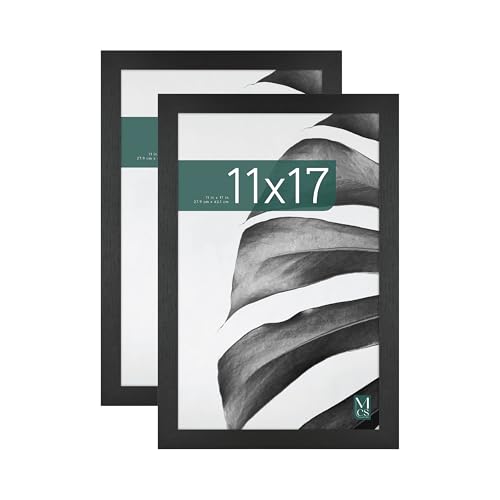 MCS Studio Gallery 11x17 Picture Frame Black Woodgrain, Rectangle Photo Frame for Photos, Posters & Art Prints (2-Pack)