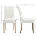Yaheetech Dining Chairs Set of 2 Fabric Upholstered Dining Room Chairs with Button Tufted High Back and Solid Wood Legs for Kitchen/Living Room/Restaurant, Modern Style, Beige