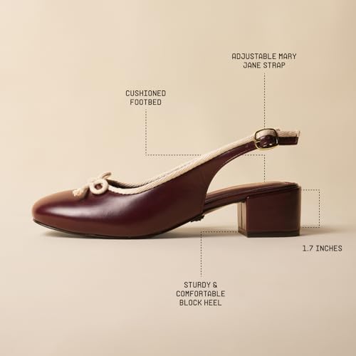 Image of Theater Women Doris Slingback Block Heels | Bow Detail Round Toe Sandals | Stylish & Comfortable for Casual, Office & Semi-Formal Wear