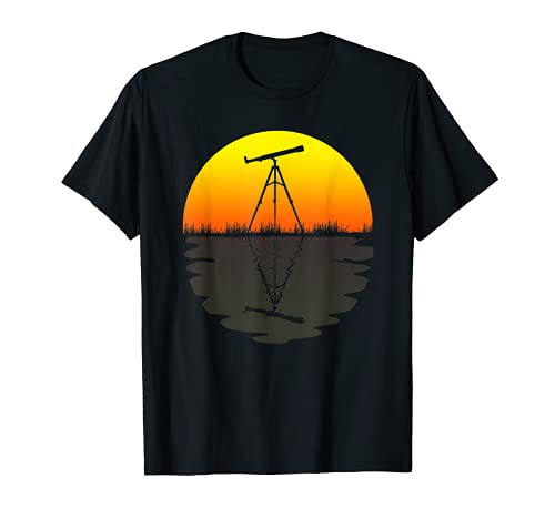 Telescopio Astronomía camisa retro atardecer 70s vintage Telescopio Camiseta