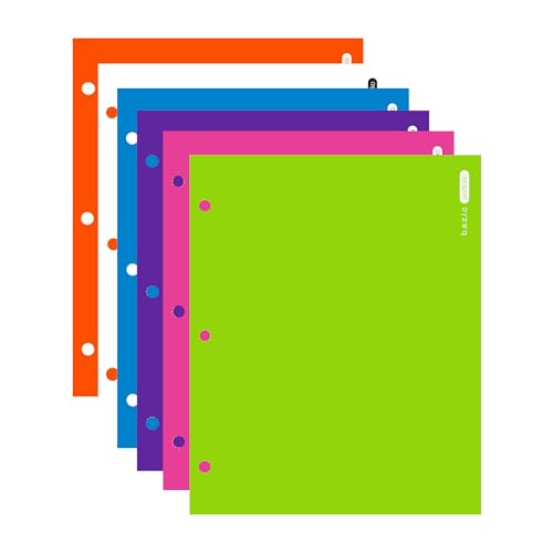 BAZIC Products 2 Pockets Paper Folder, Bright Laminated Portfolio 3 Hole Binder, Letter Size Folders Holder for Office Business Document Papers Organizer, 48-Pack