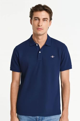 Polo piqué Shield SS GANT bleu persan pour le week-end