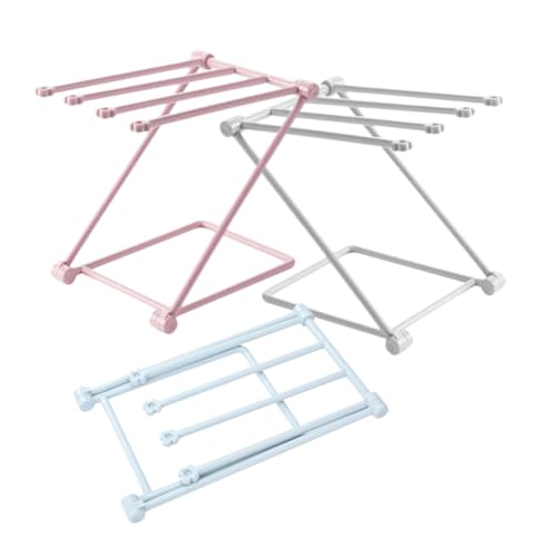 LIGIGWASH 3個 キッチン用多機能折りたたみ式巾掛け収納ラック 耐久素材 コンパクトで錆びにくい 台所ふきんや水切りに グレー ブルー カラー