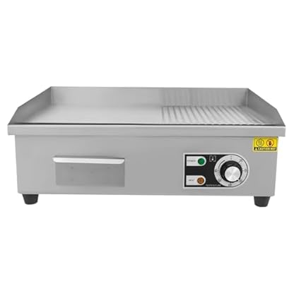 LUNICASHA Elektrisch Tischgrill Edelstahl, Kommerziell Elektrogrill 3000W, Elektrische Grillplatte 50-300 °C, Profi Elektrische Grillplatte, Links-Flach und Rechts-Konkav, 55x30cm – Bild 3