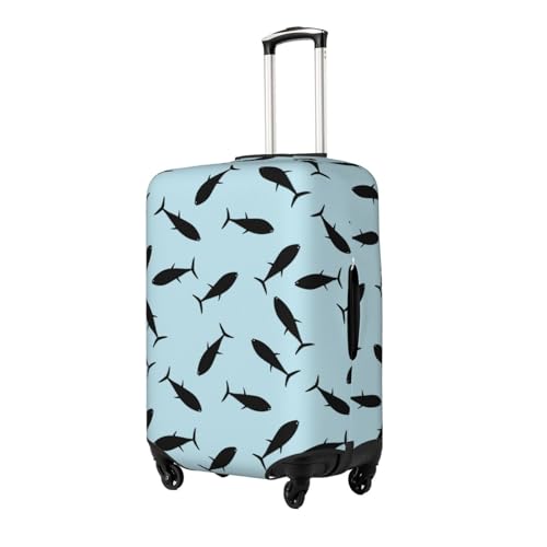 Black Tuna Fish Luggage Cover Protector Anti-Scratch Washable Fits 18-32 Inch Luggage-X-Large2