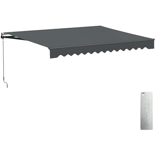ALEKO Electric Patio Awning Caribbean Black Frame, 10x8 Charcoal Gray