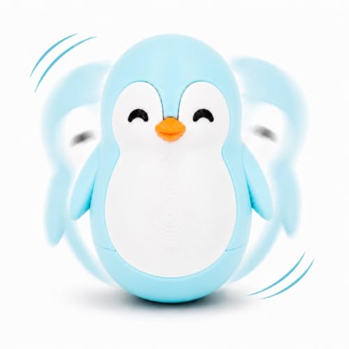 Image of Roly Poly Penguin Wobbler | Cute Self-Righting Penguin Desk Toy | Stress Relief Fidget Toy | Mini Penguin Collectible | Office Desk Decor & Gift (Macaroon Blue, 1 pc)