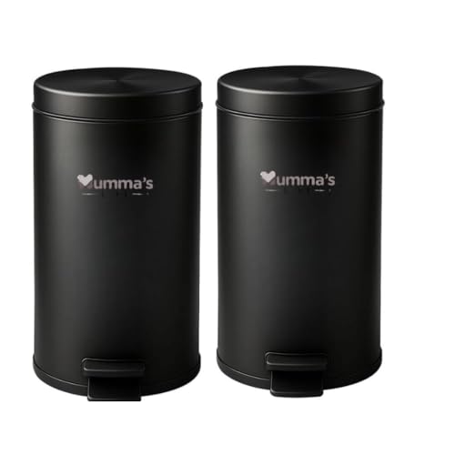 Image of Mumma's LIFE 15L Dustbin for Kitchen with Lid | Black Stainless Steel Pedal Trash Cans | Small Dustbins for Home, Bathroom, Bedroom & Toilet (Pack of 2)